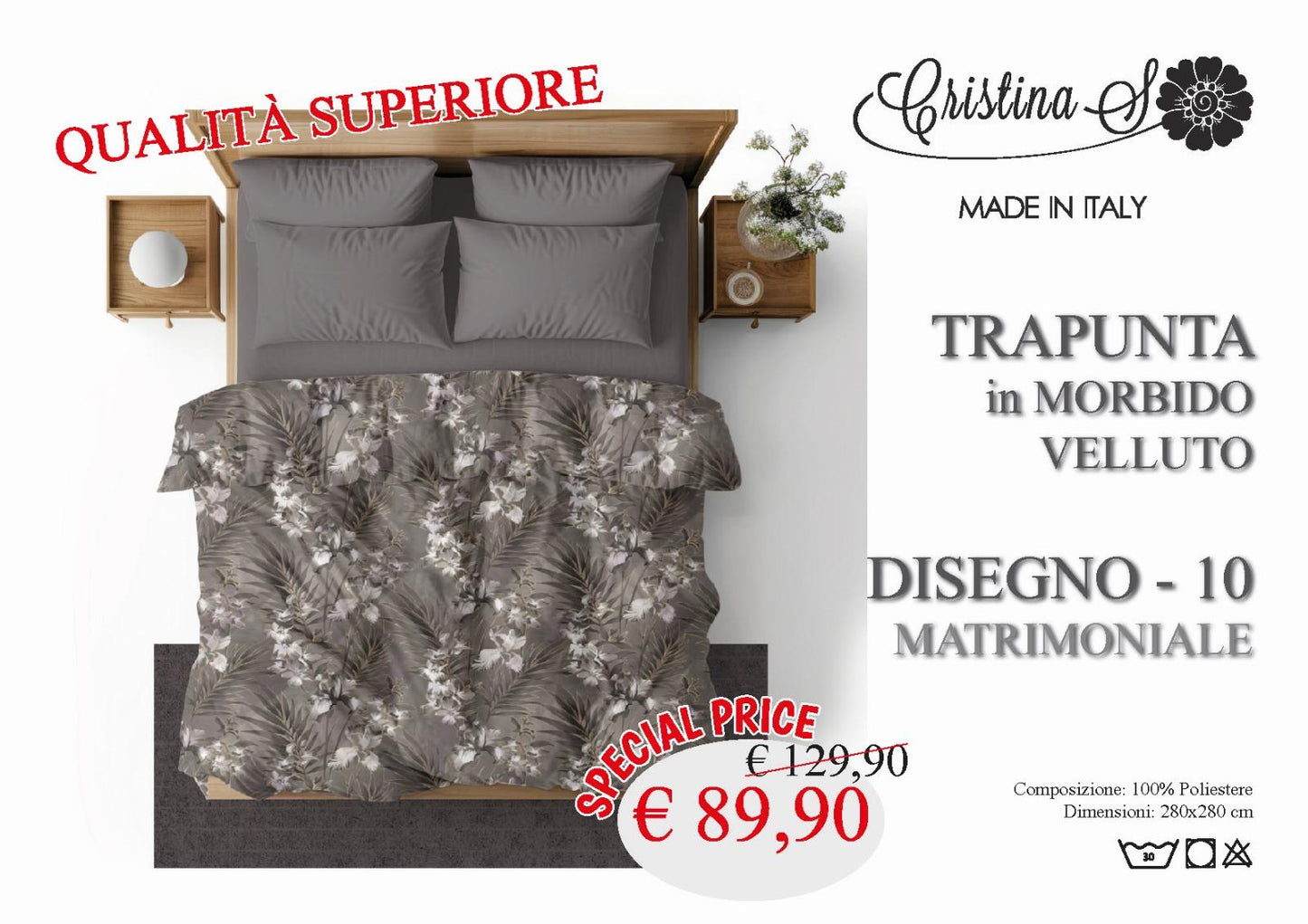 Trapunta Cristins S in morbido Velluto