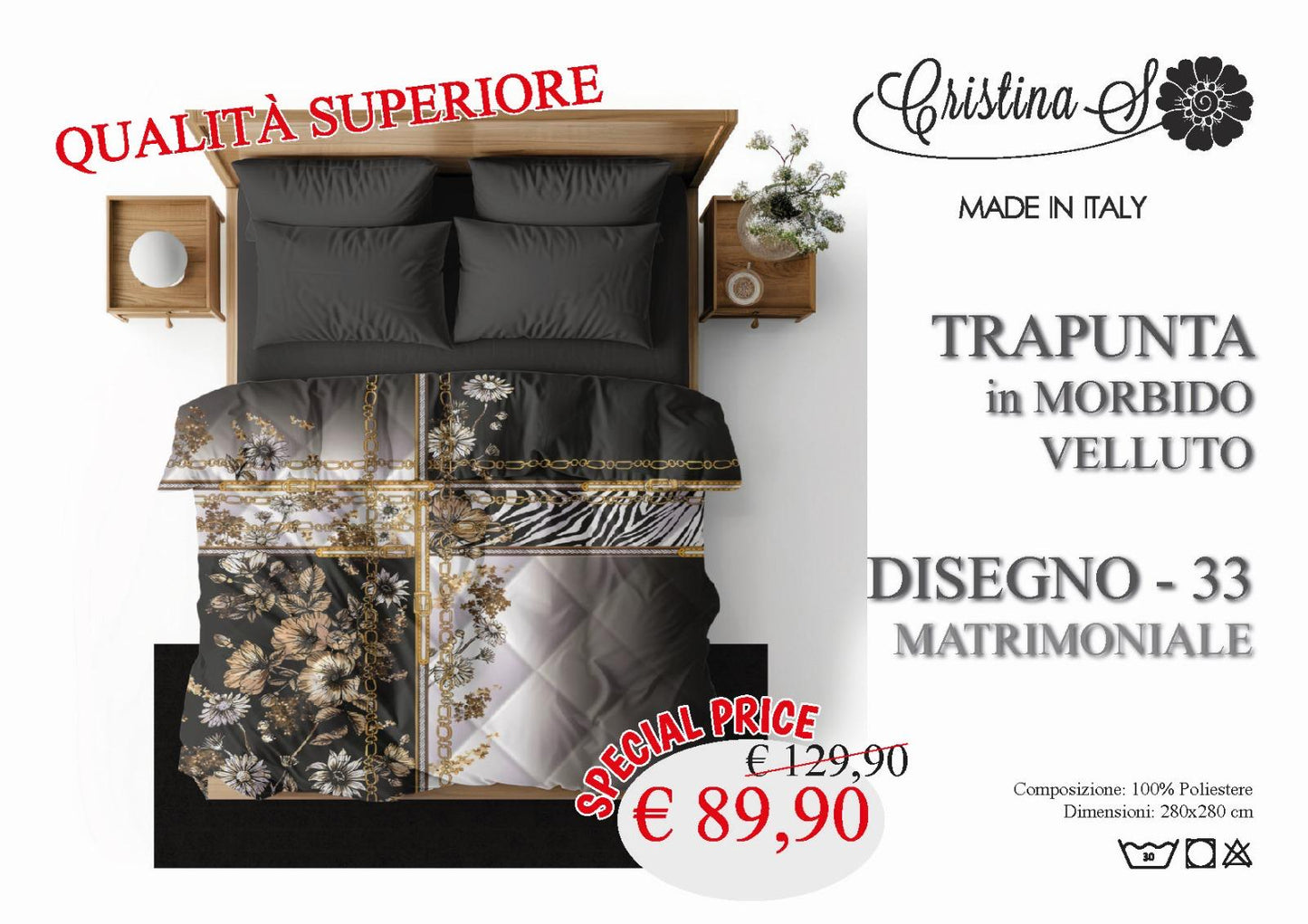 Trapunta Cristina S in morbido Velluto