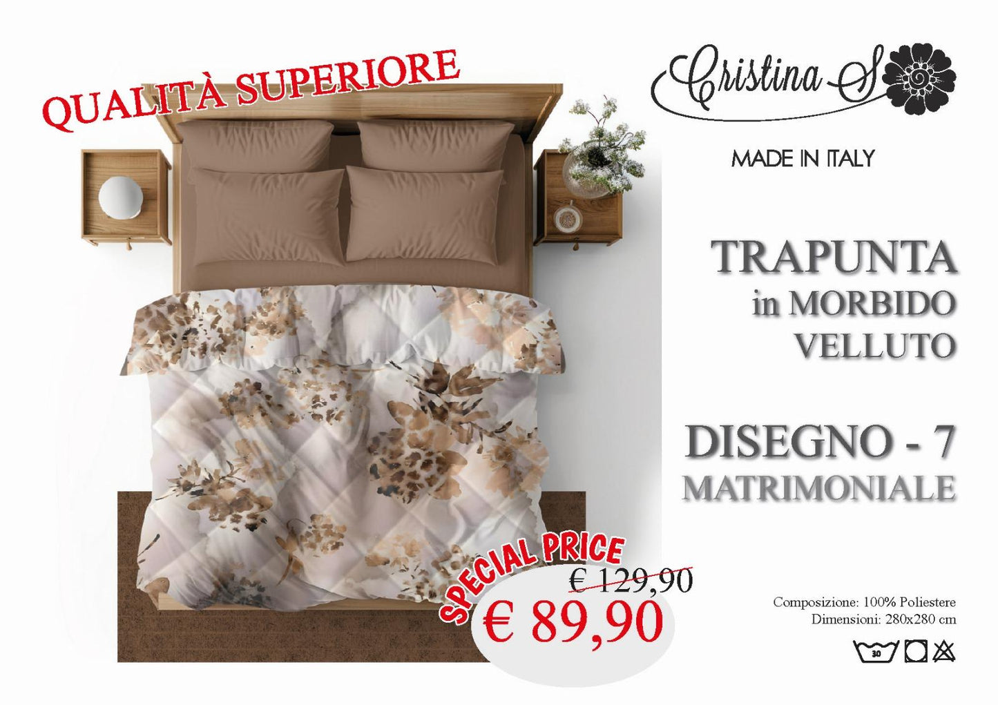 Trapunta Cristina S in morbido Velluto