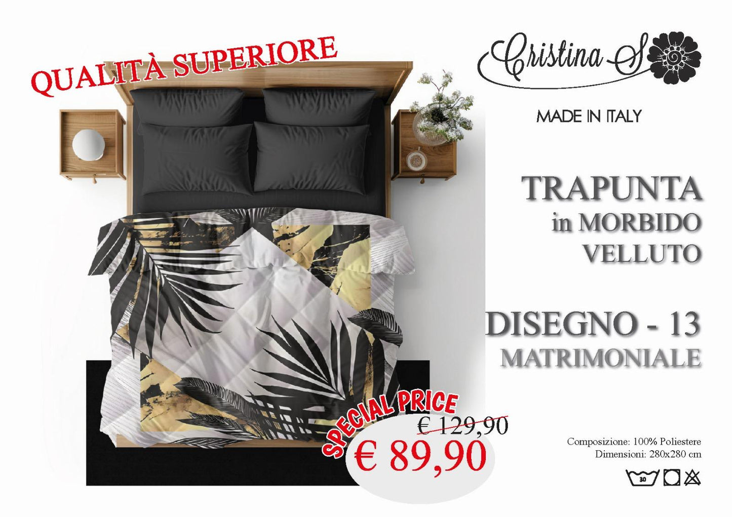 Trapunta Cristina S in morbido Velluto